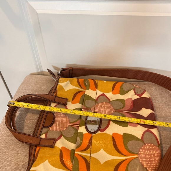 Vtg Fossil Key-per Floral Crossbody Bag in Brown and Orange - Picture 11 of 11